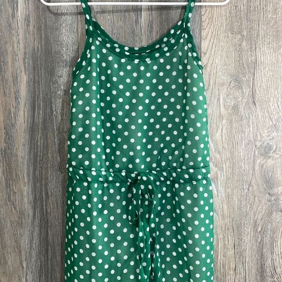 18M Chiffon Green Polka Dot Jumpsuit - Picture 4 of 5